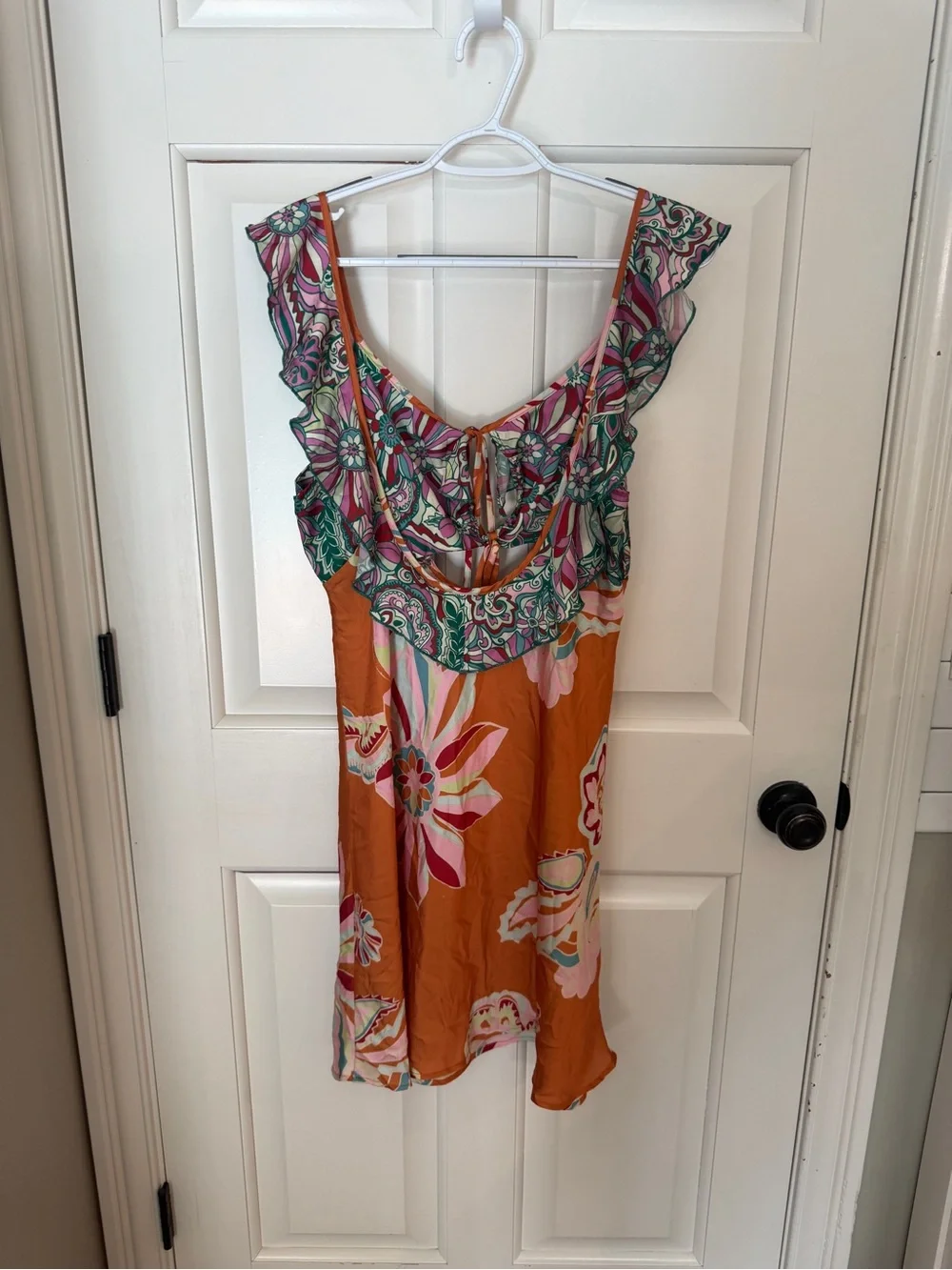 Free People Bali Daphne Slip Dress Floral Cutout Tie Front Mini 25983